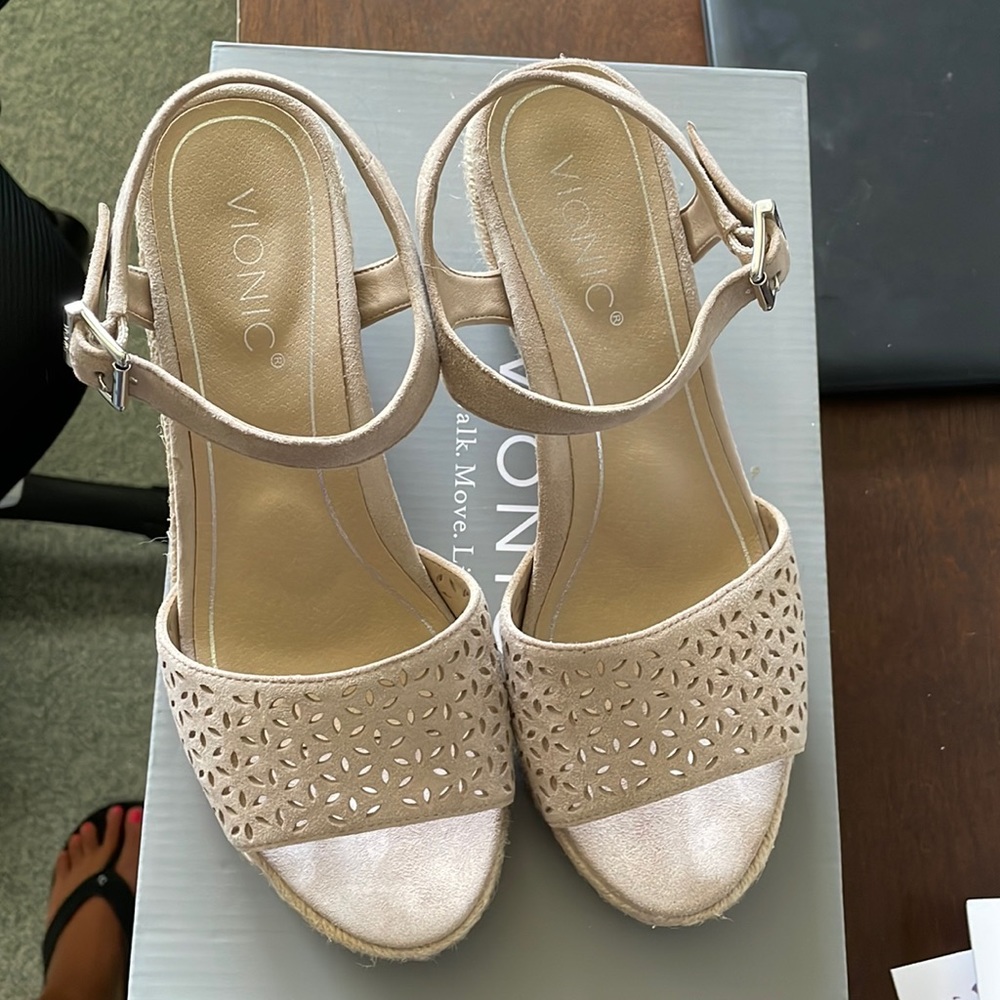 Vionic - Nude Ariel Wedge Sandal - 8.5